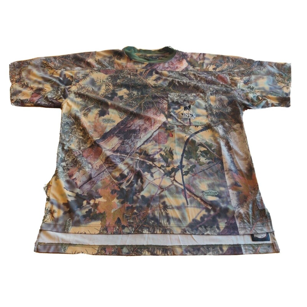 King's Outdoor World Men's Shirt Camouflage Short Sleeve Size L Pocket.